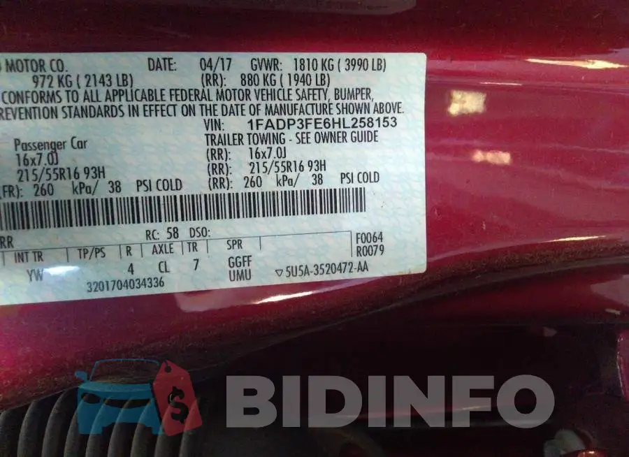 1FADP3FE6HL258153 Photo# 9