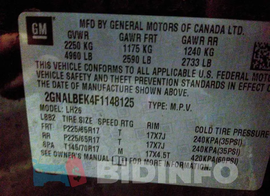 2GNALBEK4F1148125 Photo# 9