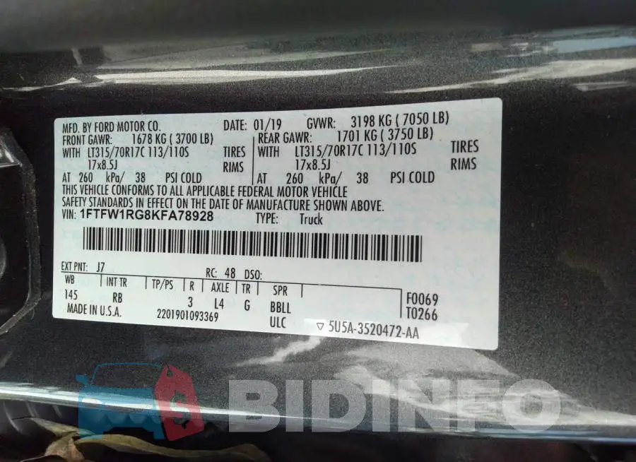 1FTFW1RG8KFA78928 Photo# 9