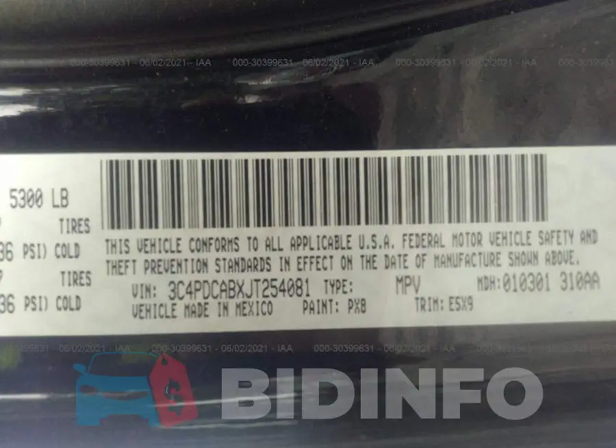 3C4PDCABXJT254081 Photo# 9