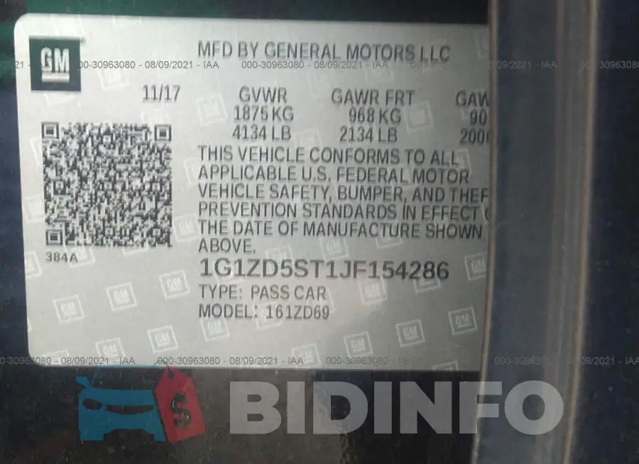 1G1ZD5ST1JF154286 Photo# 9