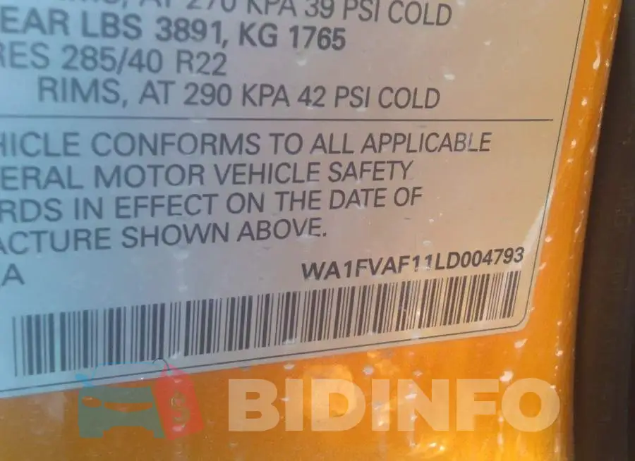 WA1FVAF11LD004793 Photo# 9