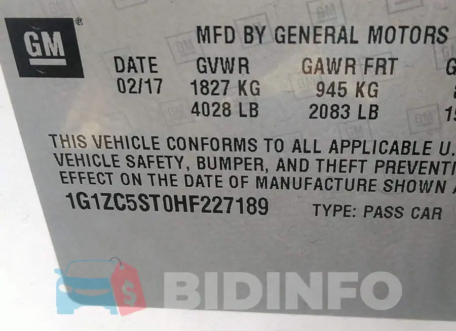 1G1ZC5ST0HF227189 Photo# 9