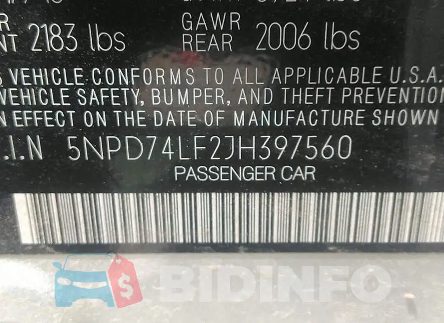 5NPD74LF2JH397560 Photo# 9