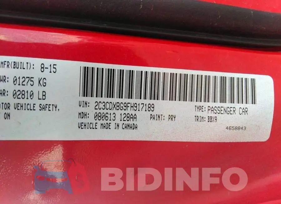 2C3CDXBG9FH917189 Photo# 9