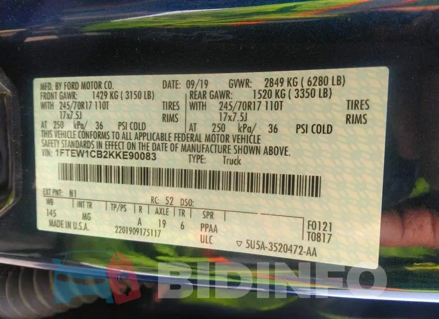1FTEW1CB2KKE90083 Photo# 9