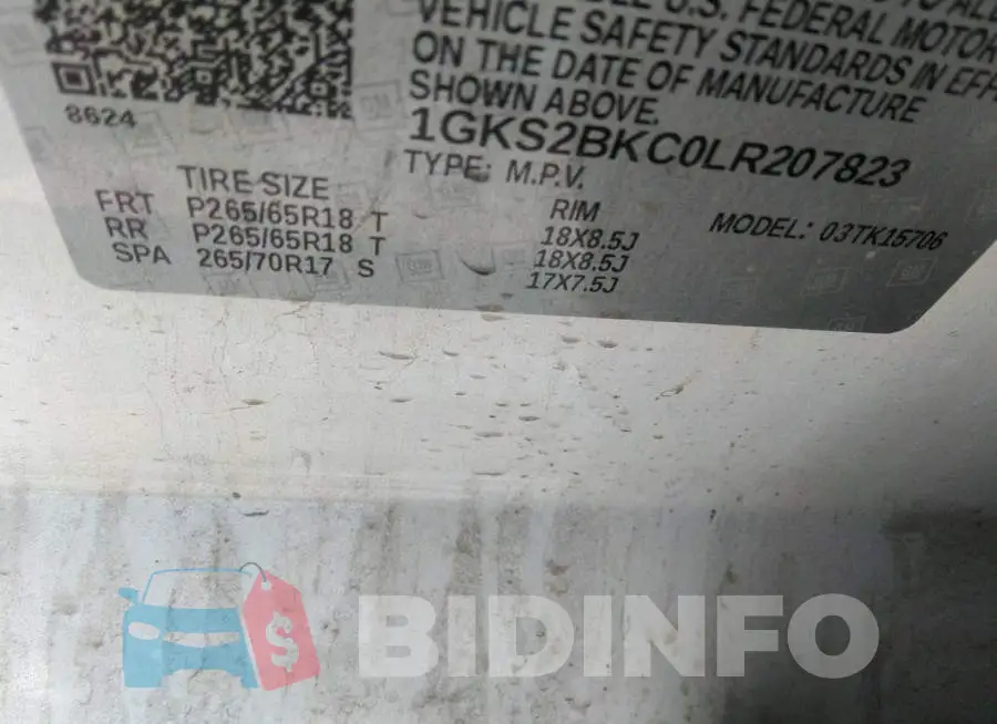 1GKS2BKC0LR207823 Photo# 9