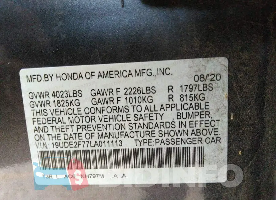 19UDE2F77LA011113 Photo# 9