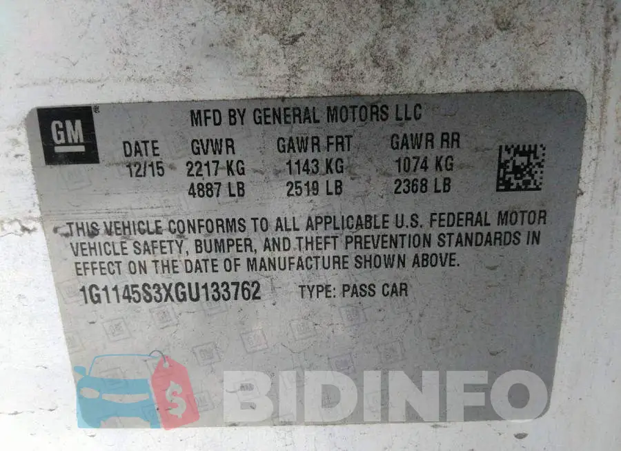 1G1145S3XGU133762 Photo# 9