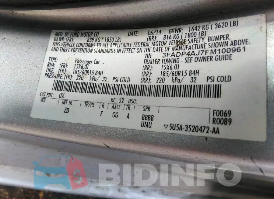 3FADP4AJ7FM100961 Photo# 9