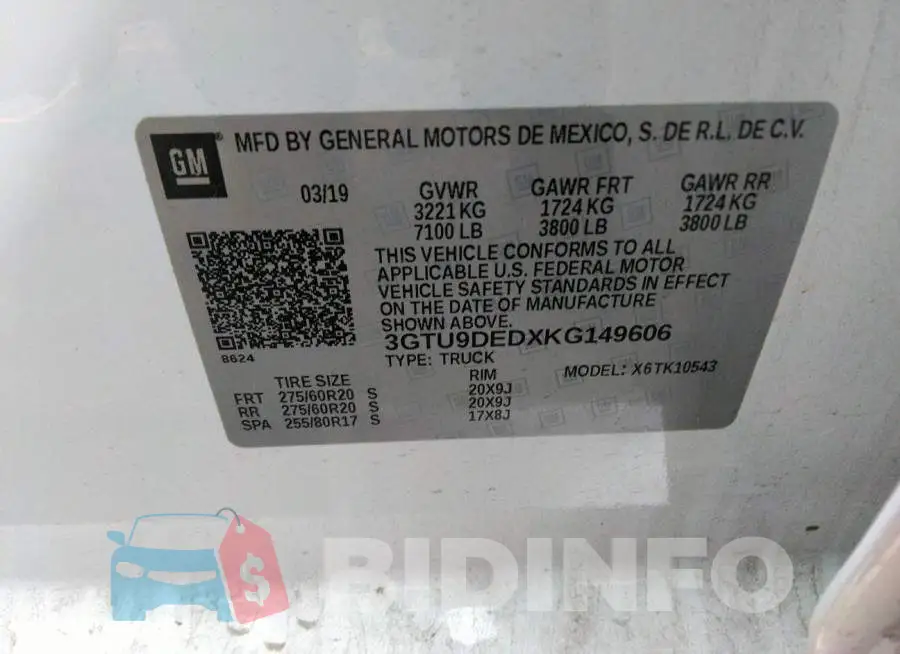 3GTU9DEDXKG149606 Photo# 9