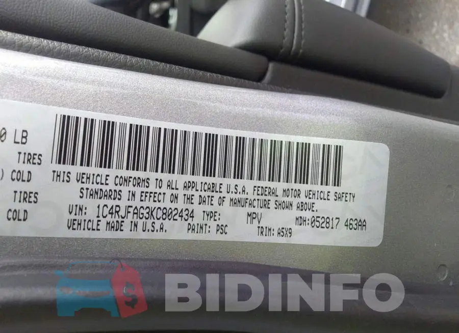 1C4RJFAG3KC802434 Photo# 9