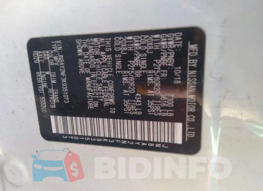 JN8AY2NF3K9351073 Photo# 9