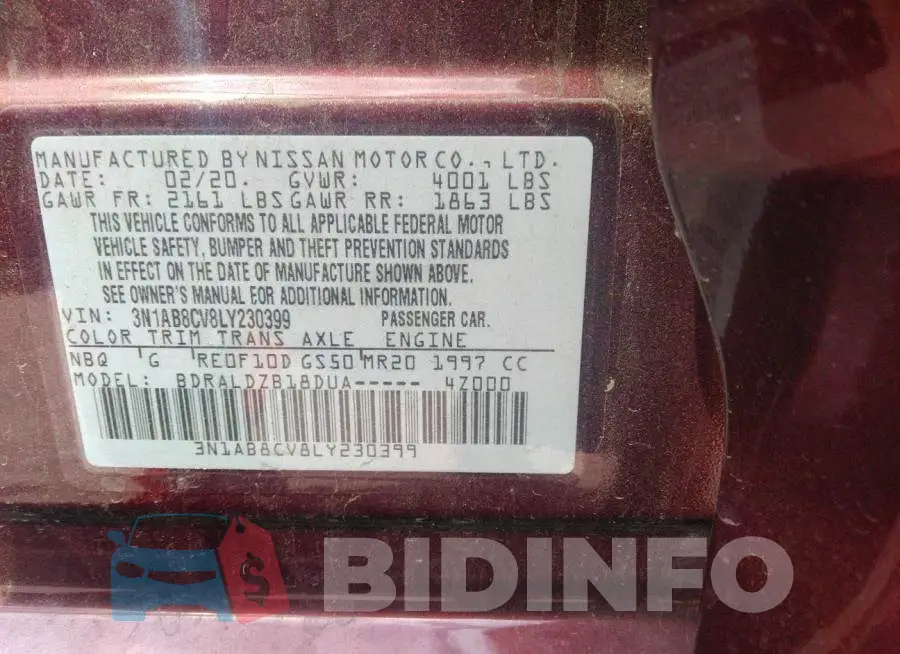 3N1AB8CV8LY230399 Photo# 9