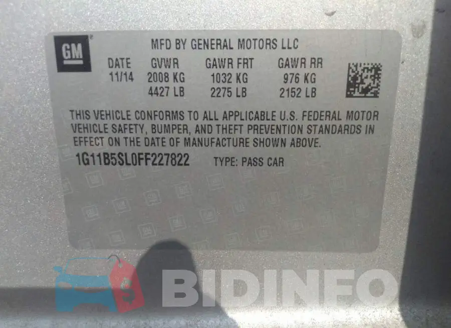 1G11B5SL0FF227822 Photo# 9