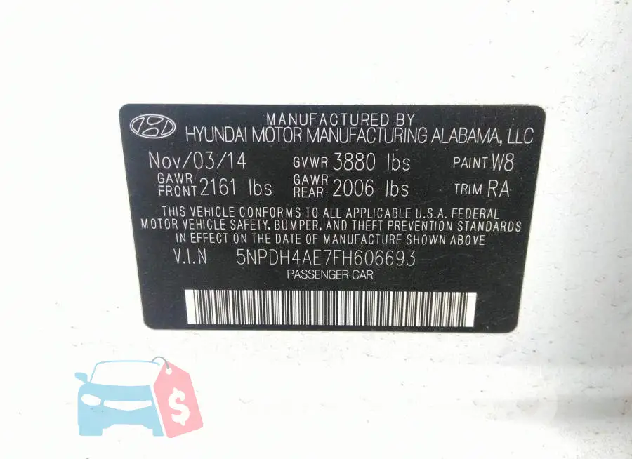 5NPDH4AE7FH606693 Photo# 9