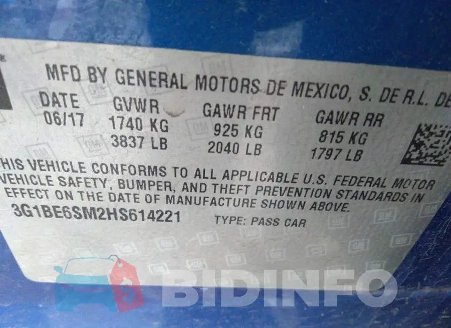 3G1BE6SM2HS614221 Photo# 9