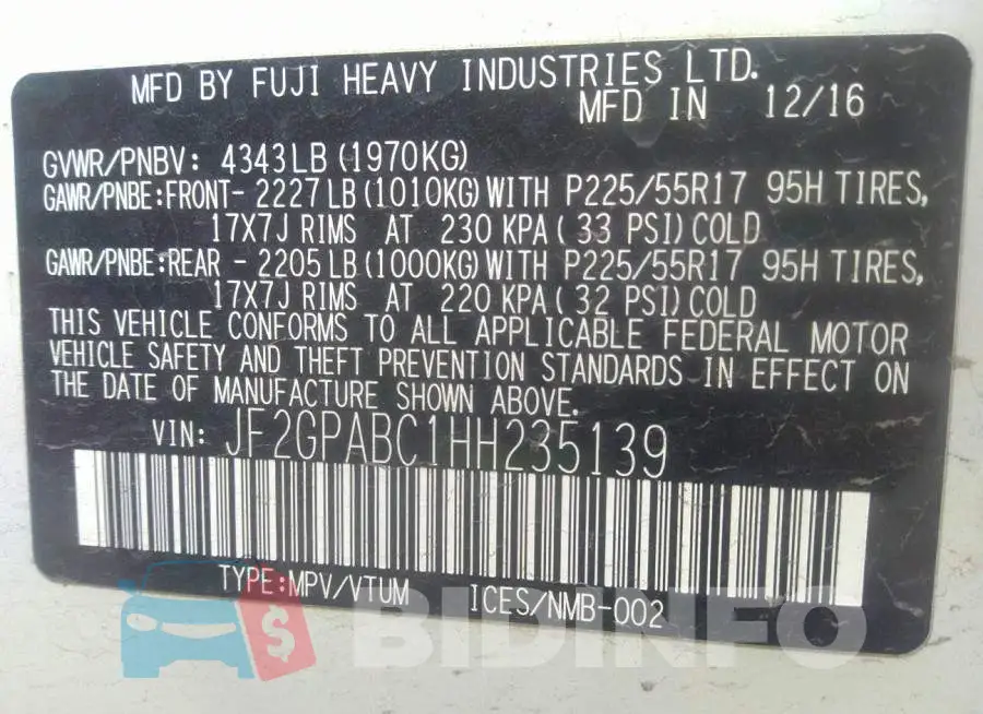 JF2GPABC1HH235139 Photo# 9