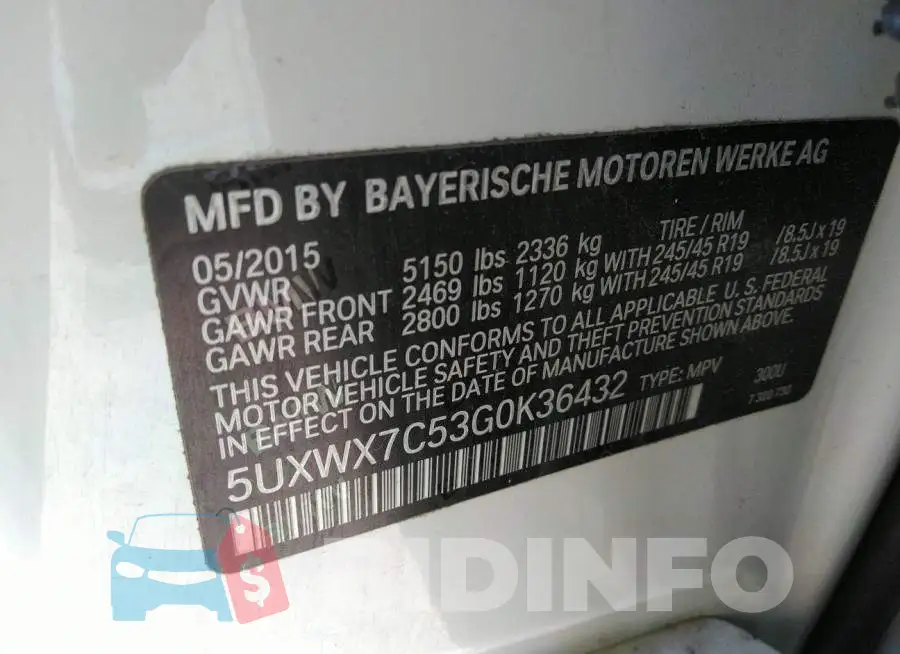 5UXWX7C53G0K36432 Photo# 9