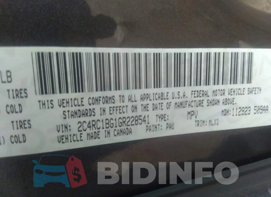 2C4RC1BG1GR228541 Photo# 9