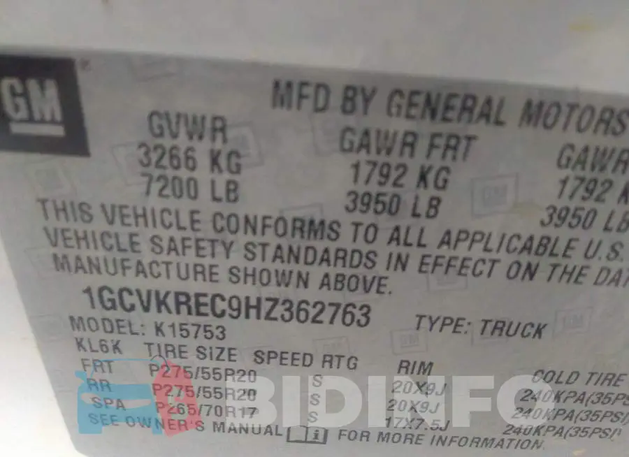 1GCVKREC9HZ362763 Photo# 9