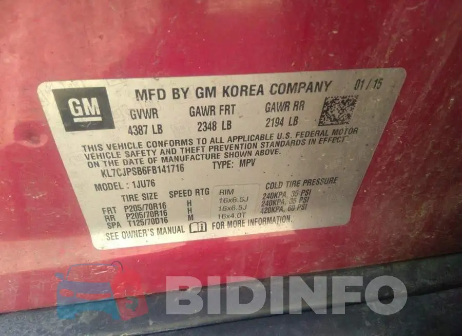 KL7CJPSB6FB141716 Photo# 9