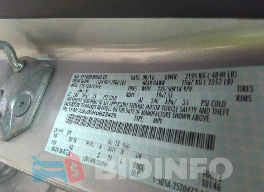 1FMCU9J90HUB22425 Photo# 9