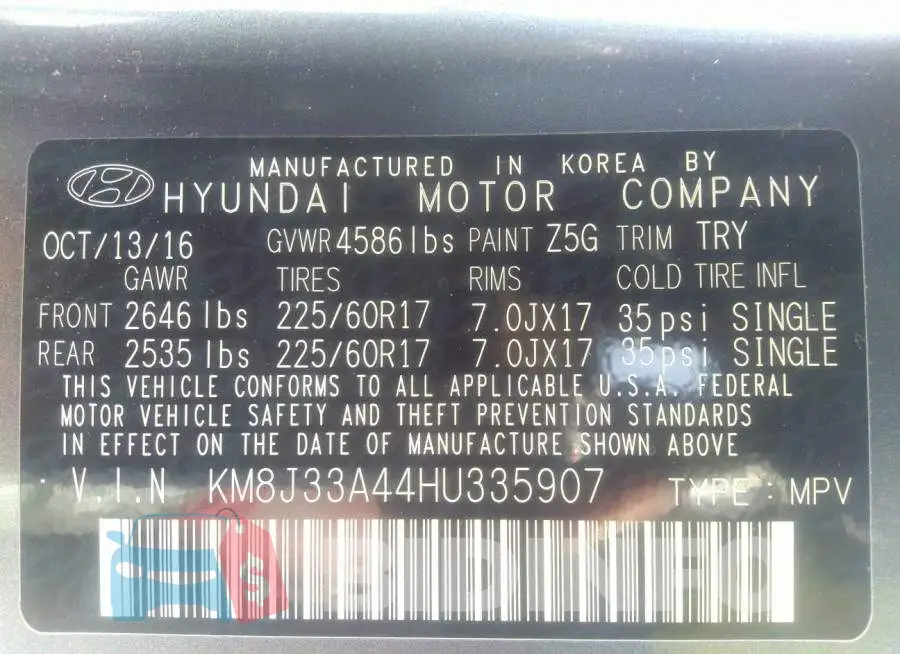 KM8J33A44HU335907 Photo# 9