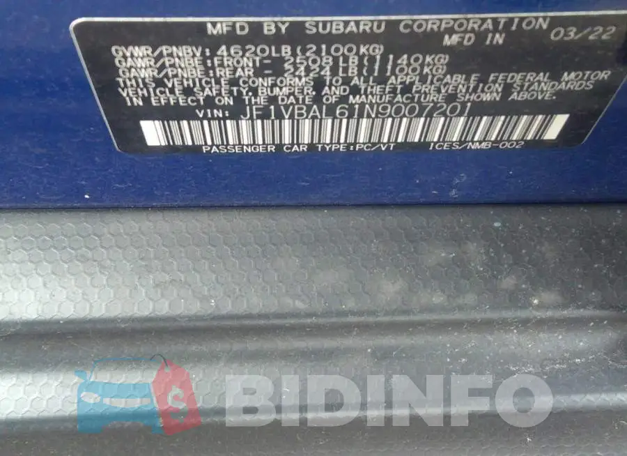JF1VBAL61N9007201 Photo# 9