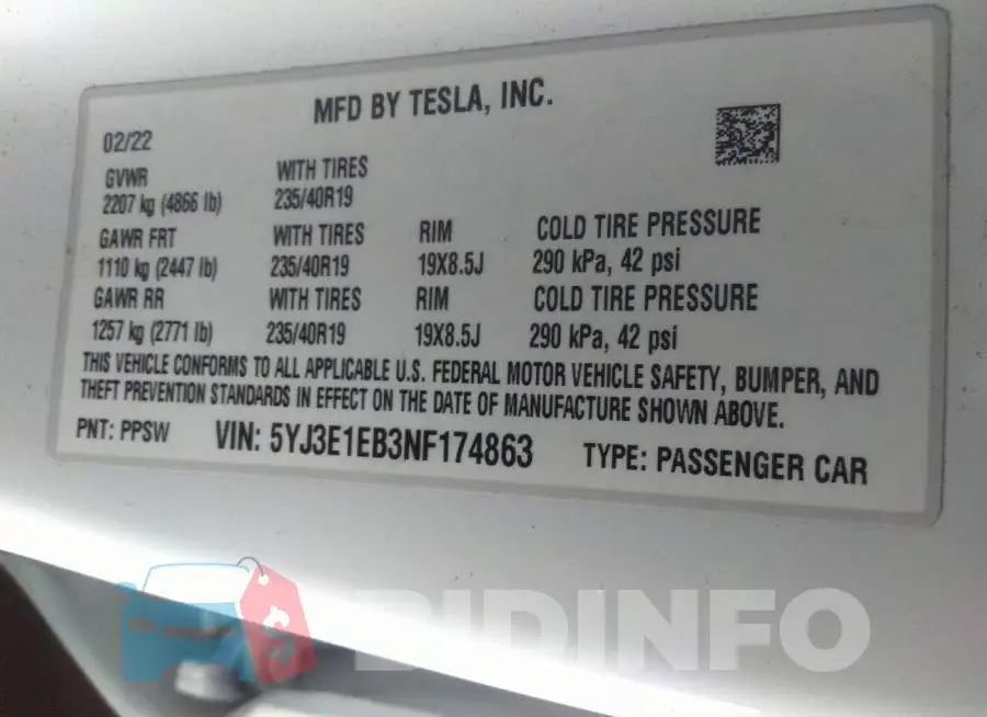 5YJ3E1EB3NF174863 Photo# 9