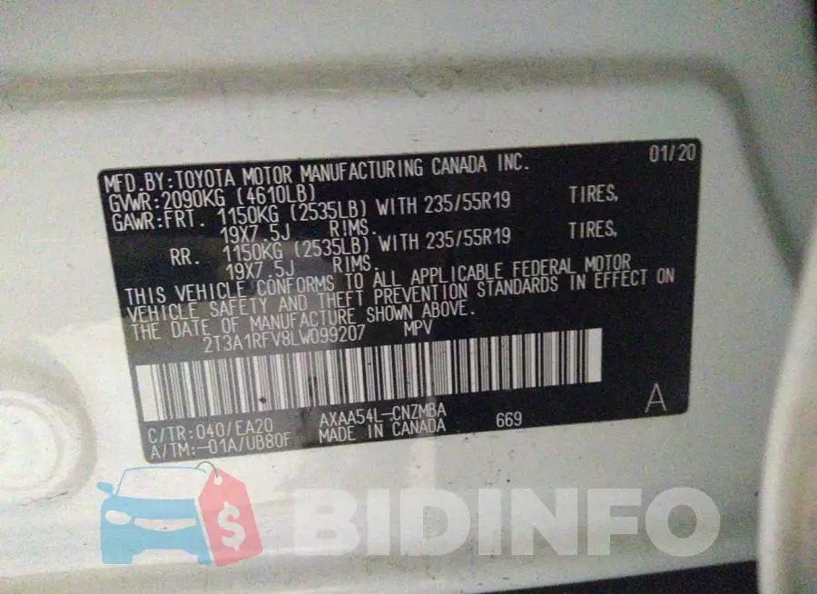 2T3A1RFV8LW099207 Photo# 9