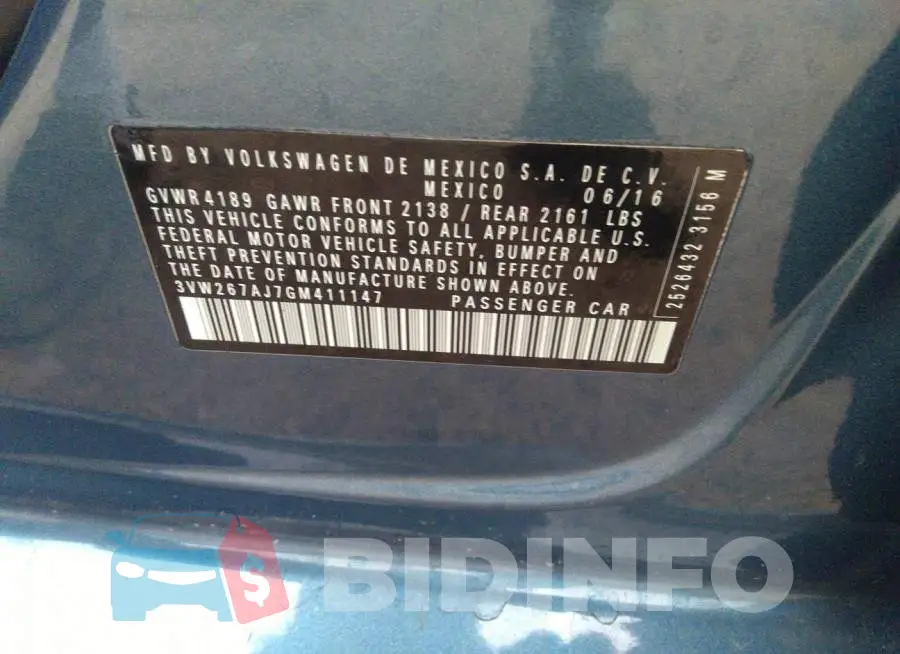 3VW267AJ7GM411147 Photo# 9