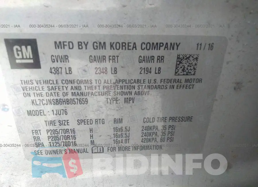 KL7CJNSB6HB057659 Photo# 9