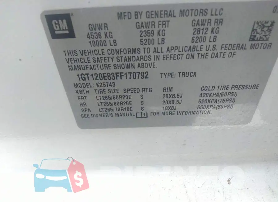 1GT120E83FF170792 Photo# 9