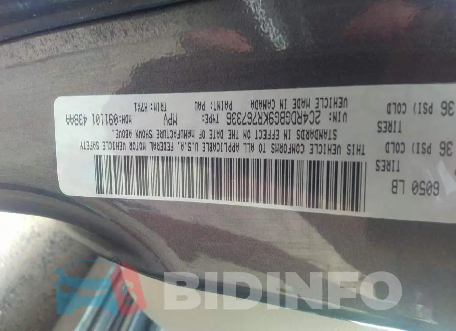 2C4RDGBG9KR767336 Photo# 9
