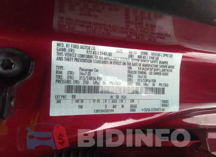 1FADP3F20FL287635 Photo# 9