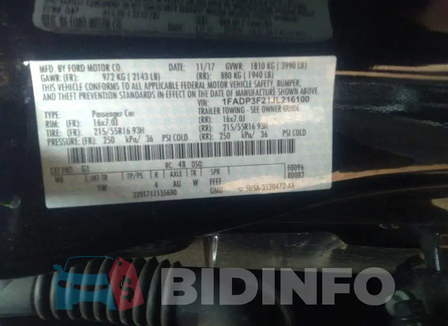 1FADP3F21JL216100 Photo# 9