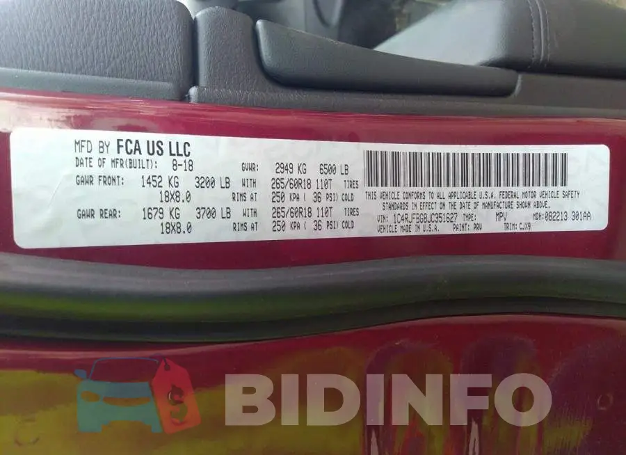1C4RJFBG8JC351627 Photo# 9