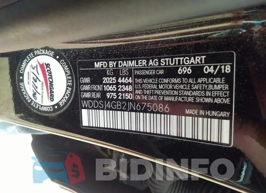 WDDSJ4GB2JN675086 Photo# 9