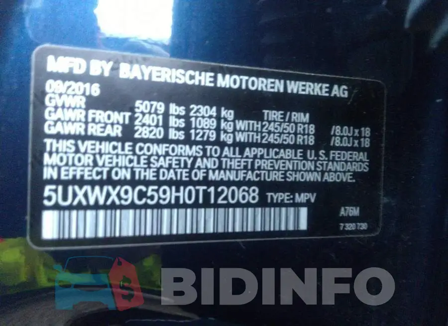 5UXWX9C59H0T12068 Photo# 9