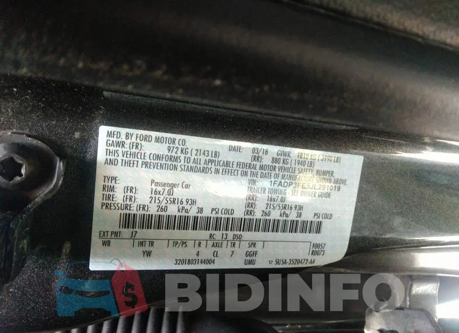1FADP3FE5JL291019 Photo# 9
