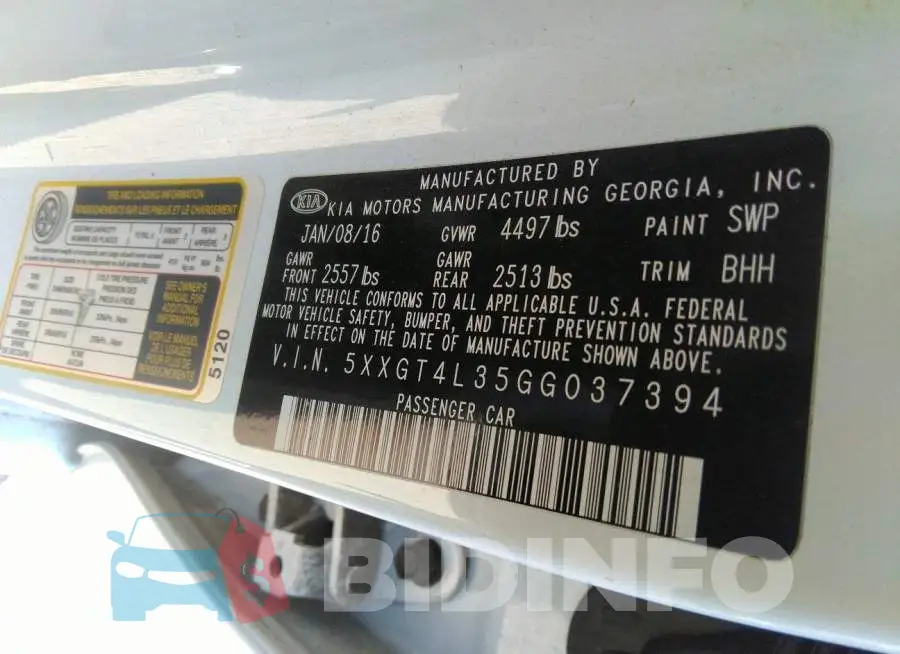 5XXGT4L35GG037394 Photo# 9