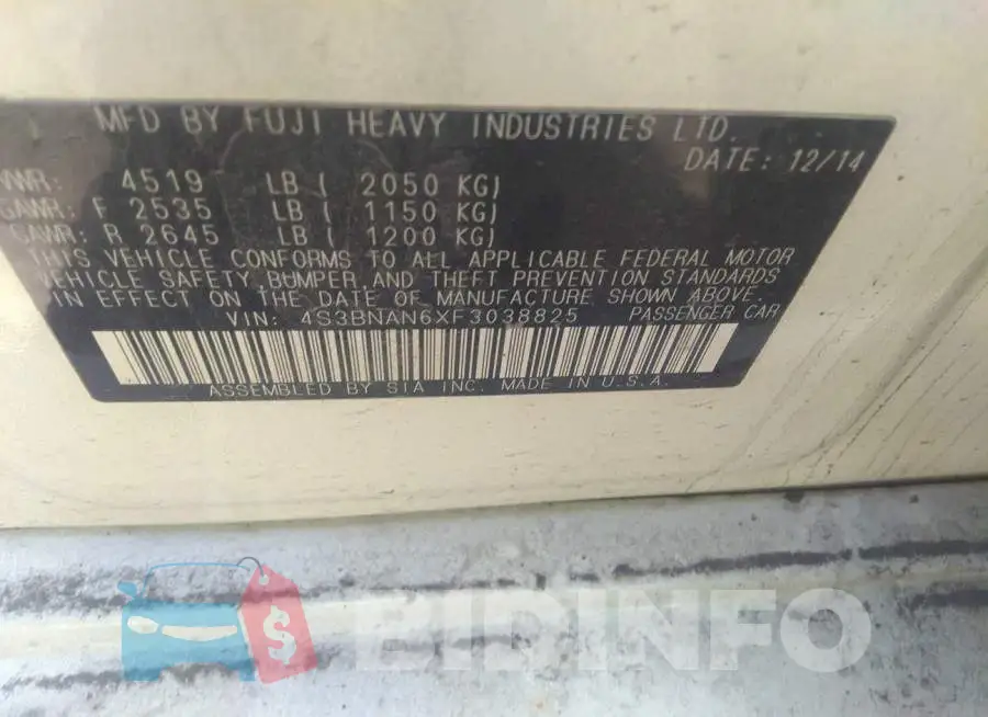 4S3BNAN6XF3038825 Photo# 9