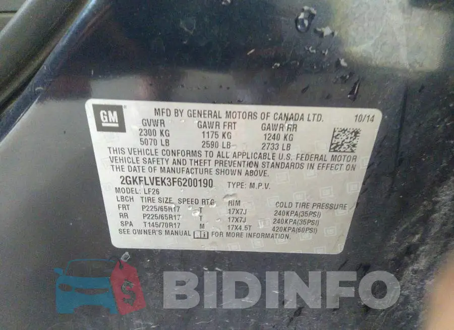 2GKFLVEK3F6200190 Photo# 9