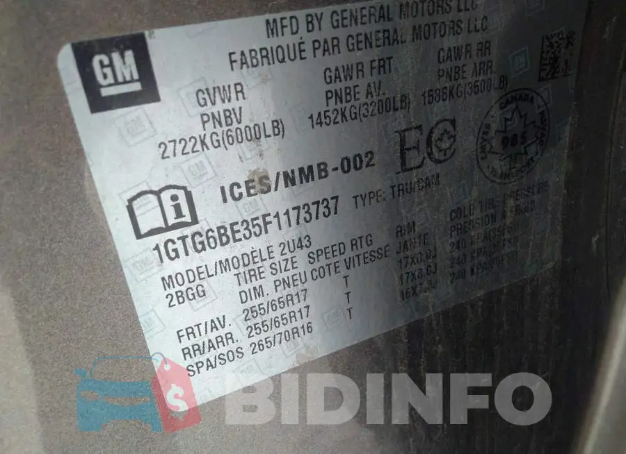 1GTG6BE35F1173737 Photo# 9