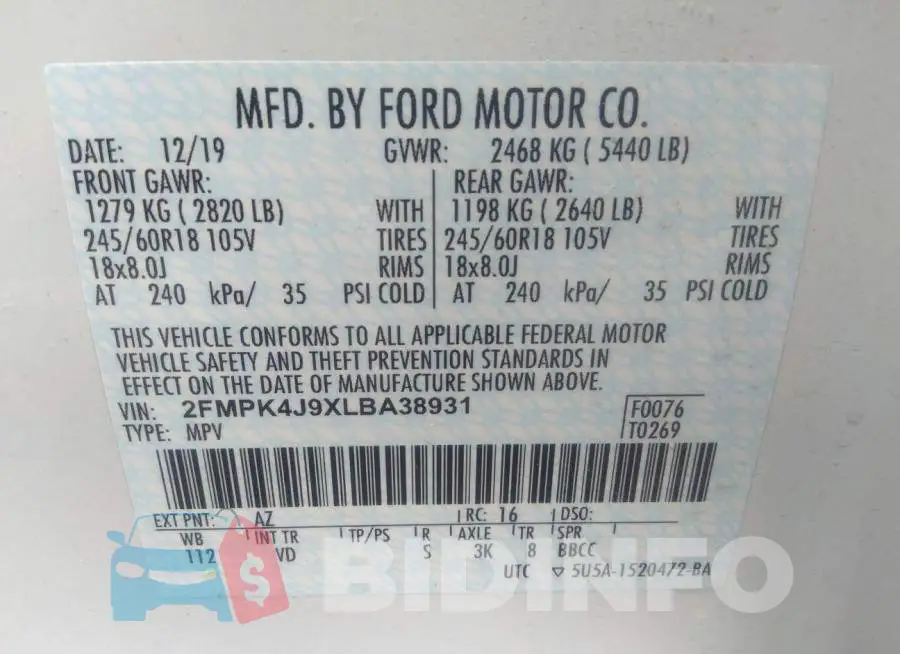 2FMPK4J9XLBA38931 Photo# 9