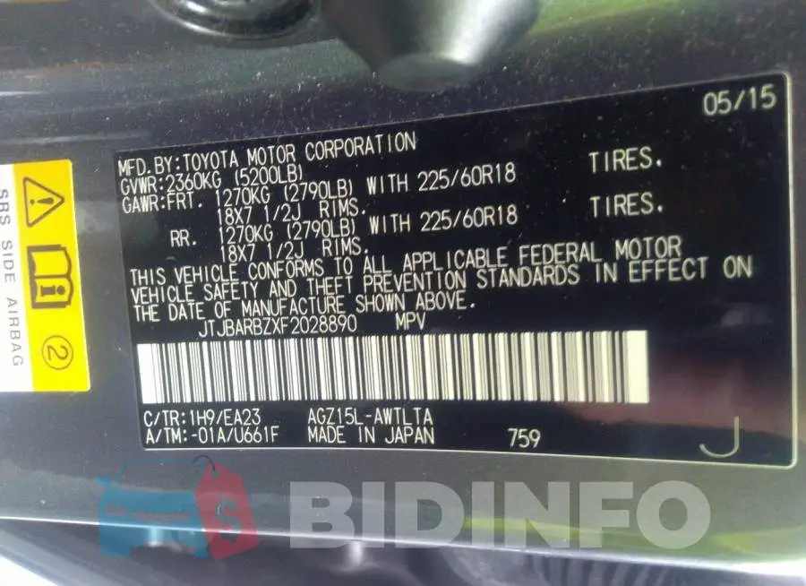 JTJBARBZXF2028890 Photo# 9