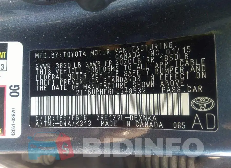 2T1BURHE6FC348532 Photo# 9