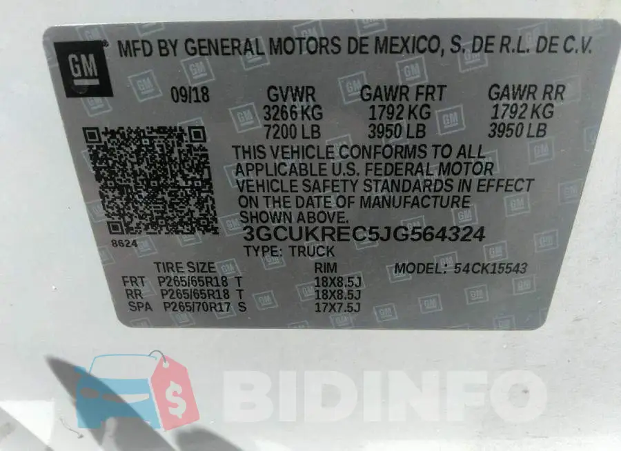 3GCUKREC5JG564324 Photo# 9