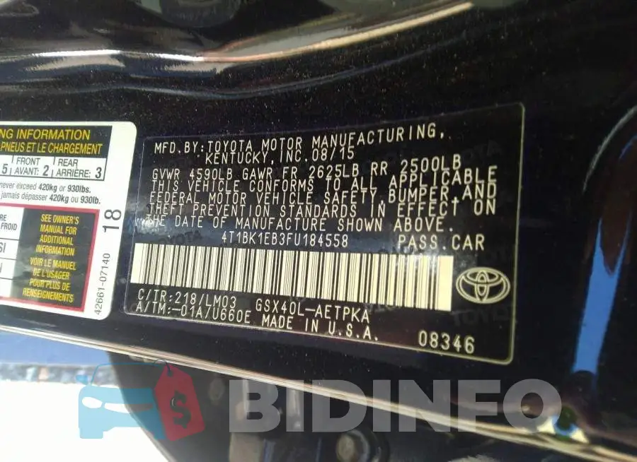 4T1BK1EB3FU184558 Photo# 9